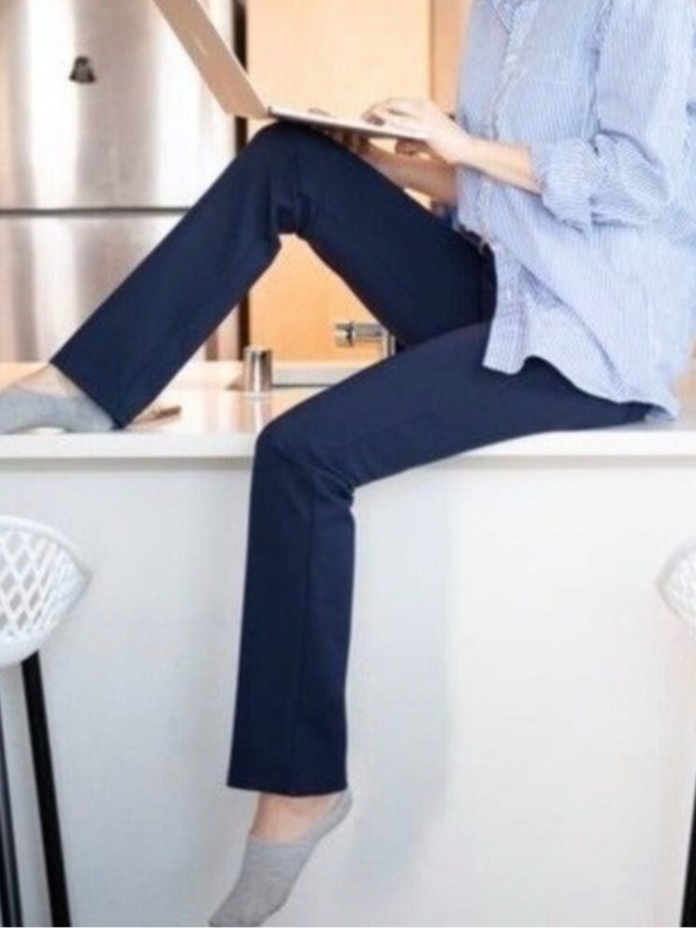 Betabrand Navy Straight Leg Pants
